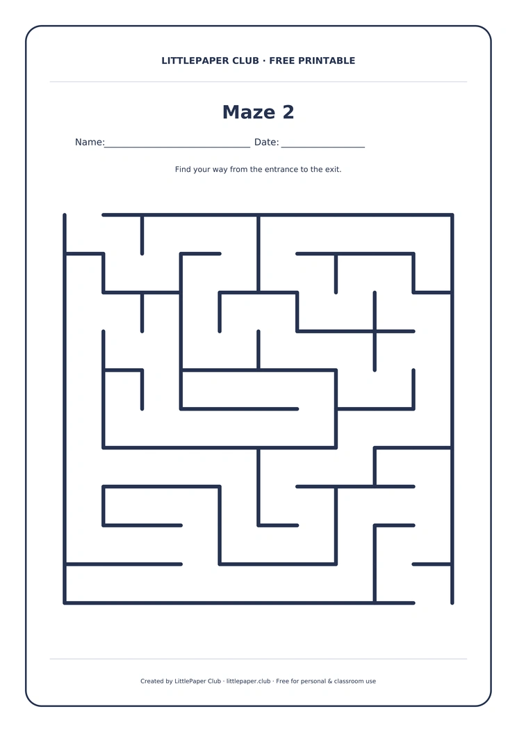 Maze 2 in the LittlePaper Club frame