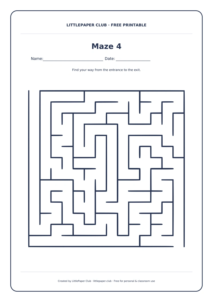 Maze 4 in the LittlePaper Club frame