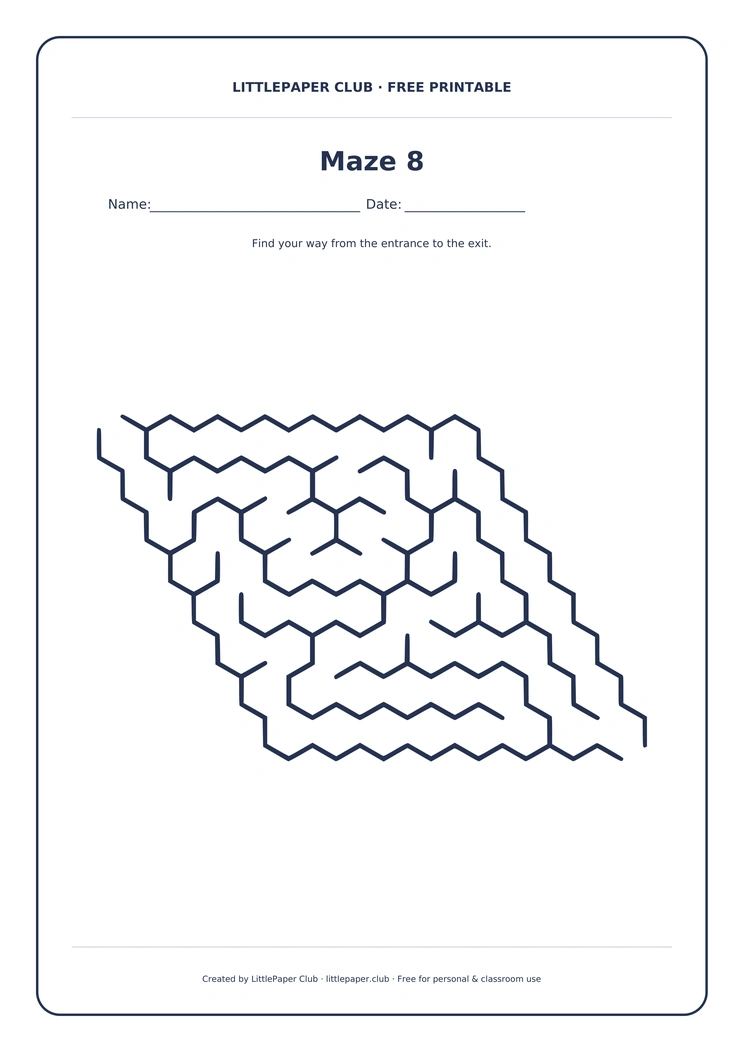 Maze 8 in the LittlePaper Club frame