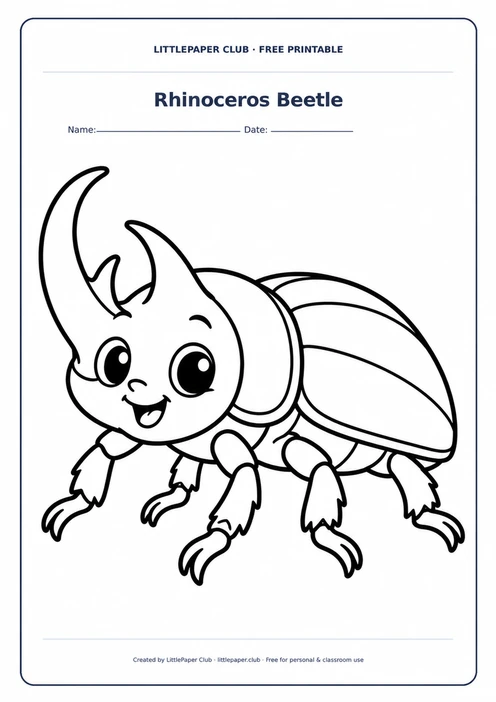Rhinoceros Beetle Coloring Page