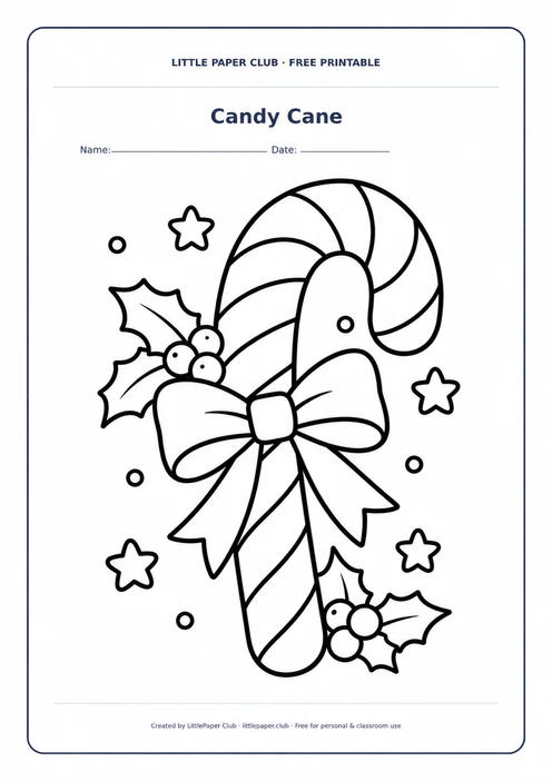 Candy Cane Coloring Page
