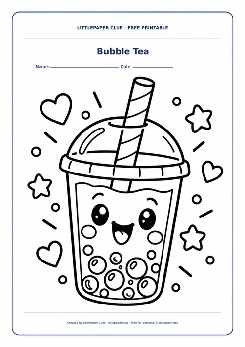 Bubble Tea Coloring Page