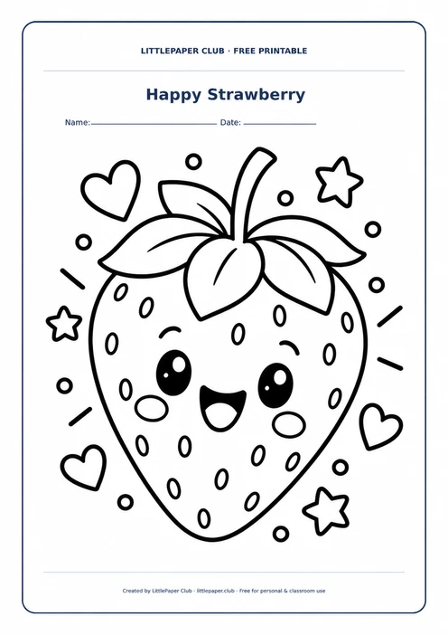 Happy Strawberry Coloring Page
