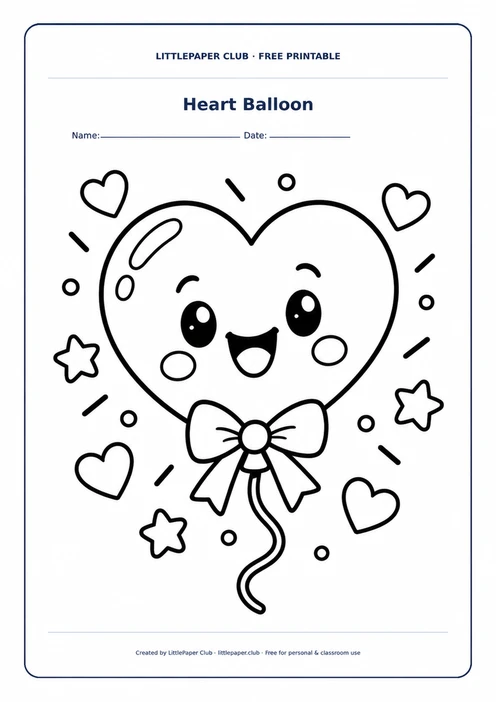 Heart Balloon Coloring Page