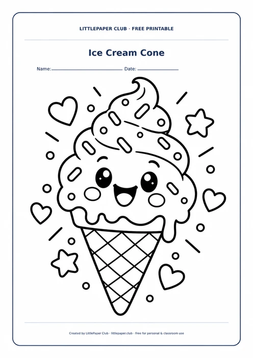 Ice Cream Cone Coloring Page