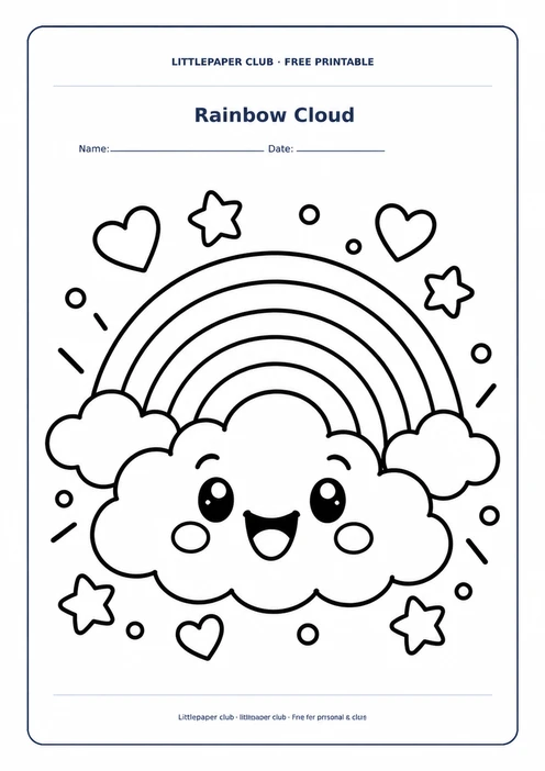 Rainbow Cloud Coloring Page