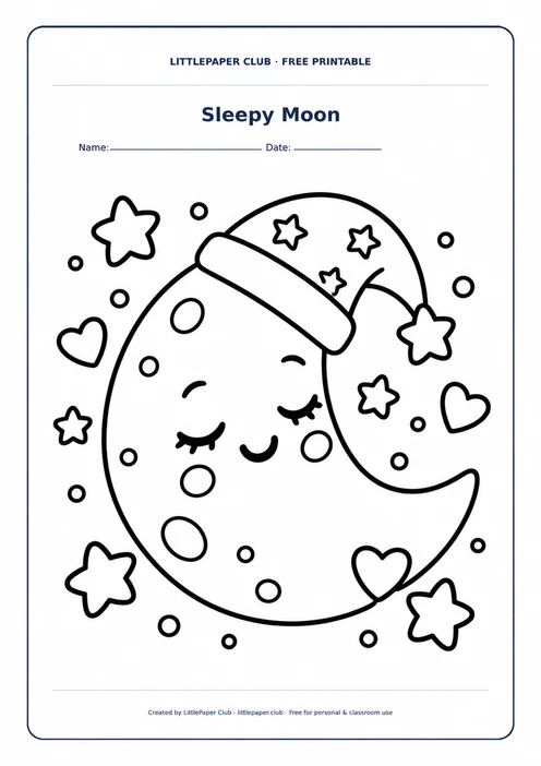 Sleepy Moon Coloring Page