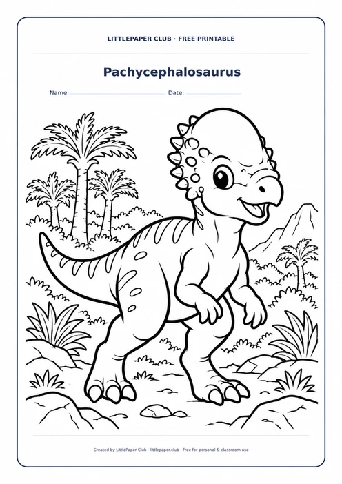 Pachycephalosaurus Coloring Page