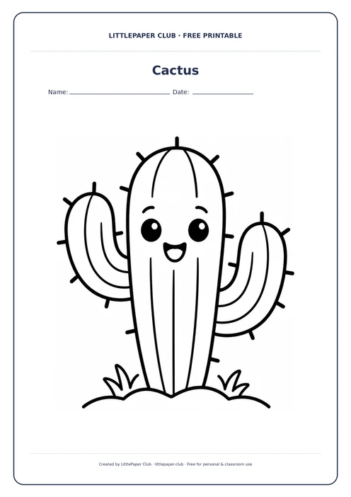 Cactus Coloring Page