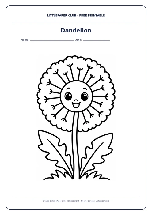 Dandelion Coloring Page