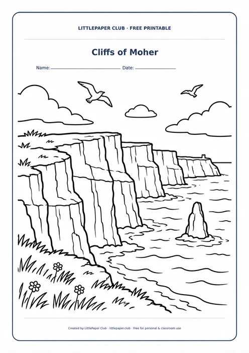 Cliffs Of Moher Coloring Page