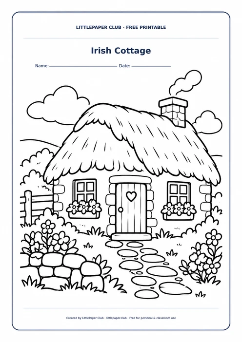 Irish Cottage Coloring Page