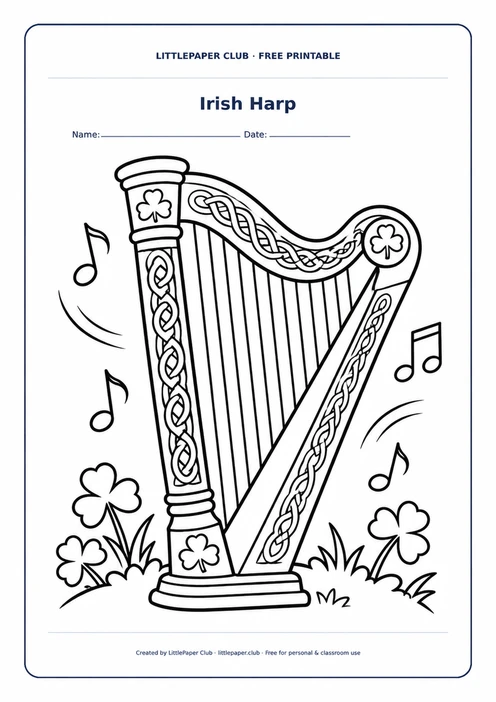 Irish Harp Coloring Page