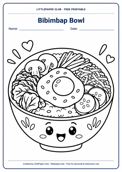 Bibimbap Bowl Coloring Page
