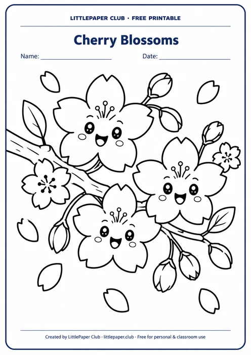 Cherry Blossoms Coloring Page