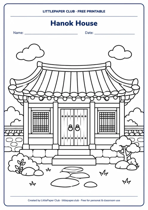 Hanok House Coloring Page
