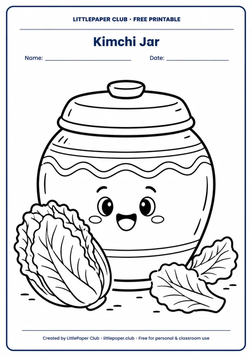 Kimchi Jar Coloring Page