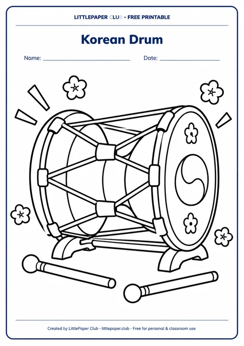Korean Drum Coloring Page