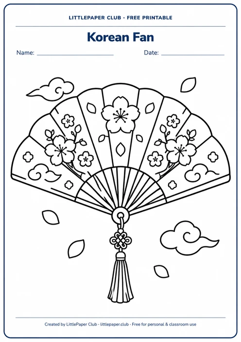 Korean Fan Coloring Page