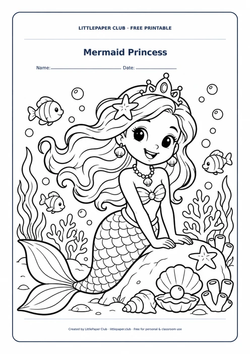 Mermaid Princess Coloring Page