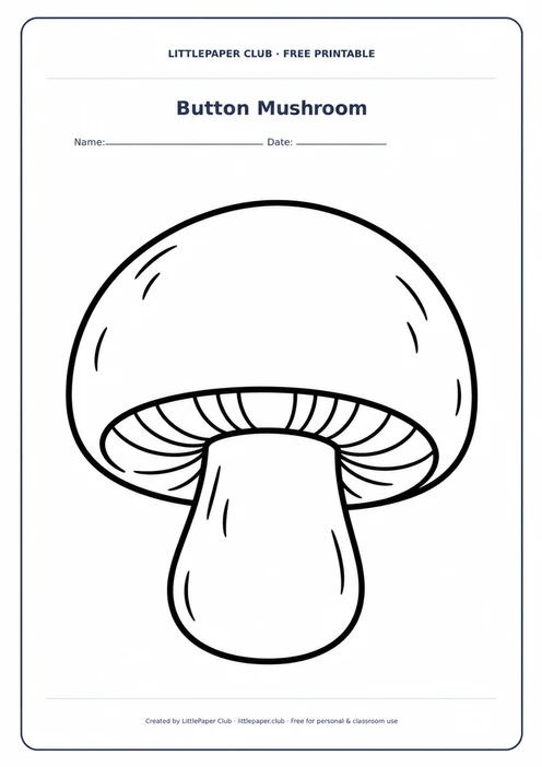 Button Mushroom Coloring Page