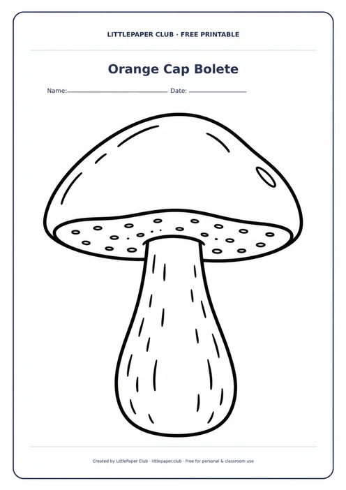 Orange Cap Bolete Coloring Page