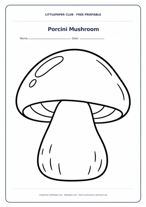 Porcini Mushroom Coloring Page