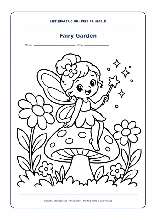 Fairy Garden Coloring Page