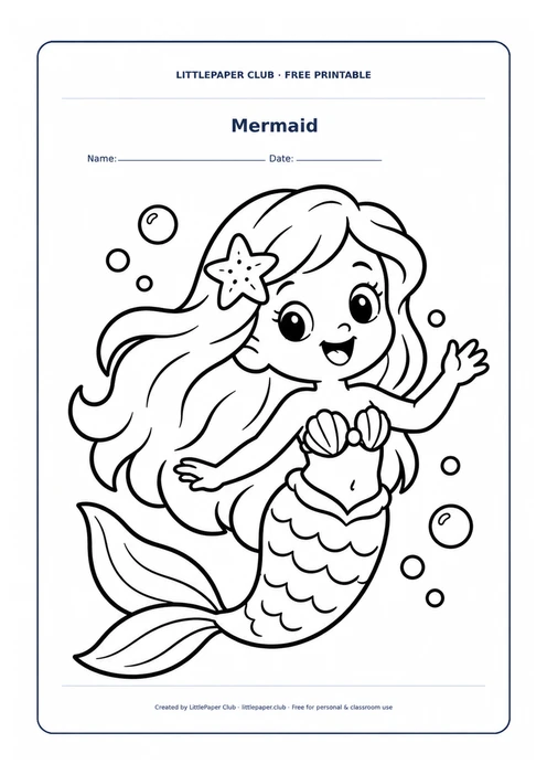 Mermaid Coloring Page
