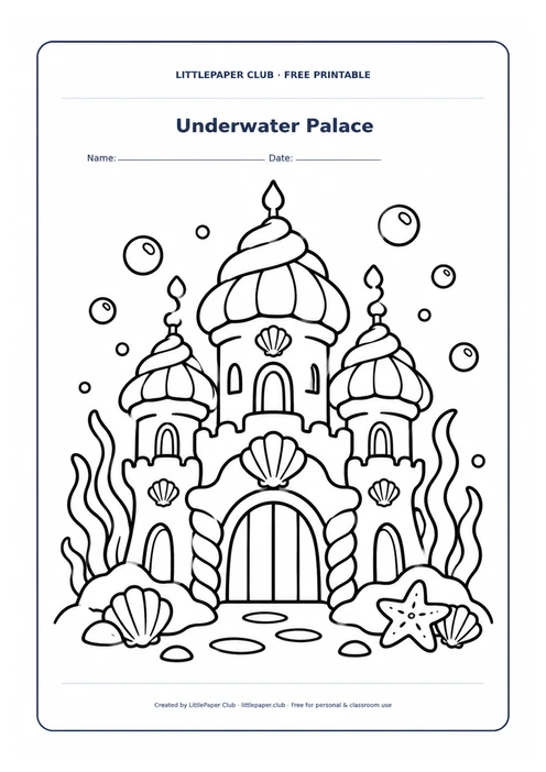 Underwater Palace Coloring Page