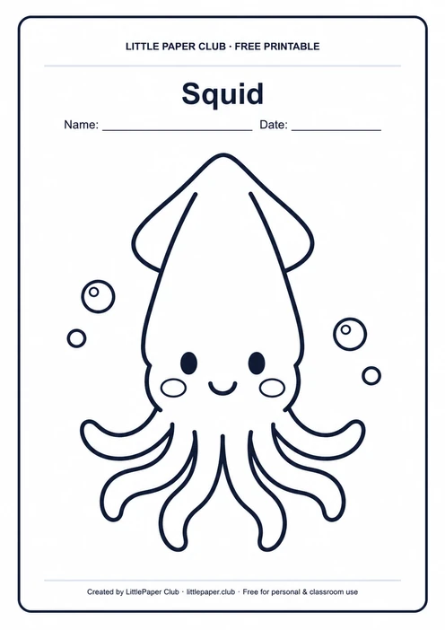 Squid Coloring Page