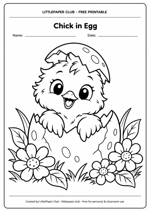 Chick In Egg Coloring Page