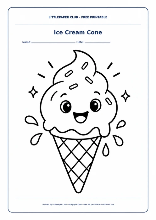 Ice Cream Cone Coloring Page