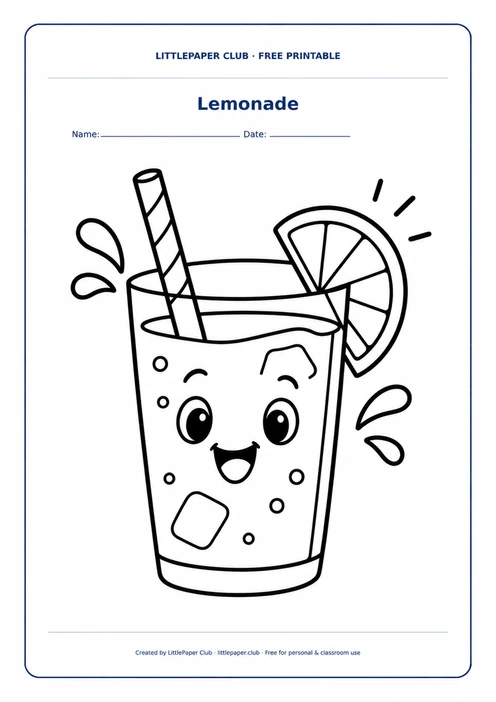 Lemonade Coloring Page