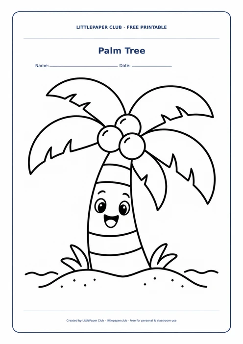 Palm Tree Island Coloring Page