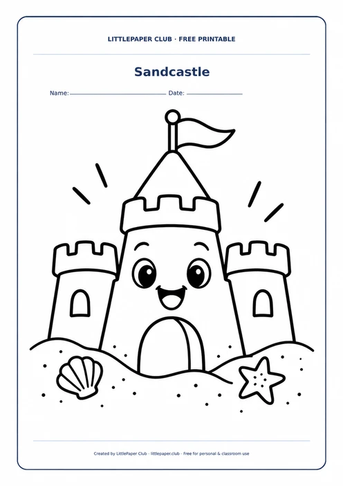 Sandcastle Coloring Page