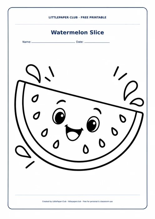 Watermelon Slice Coloring Page