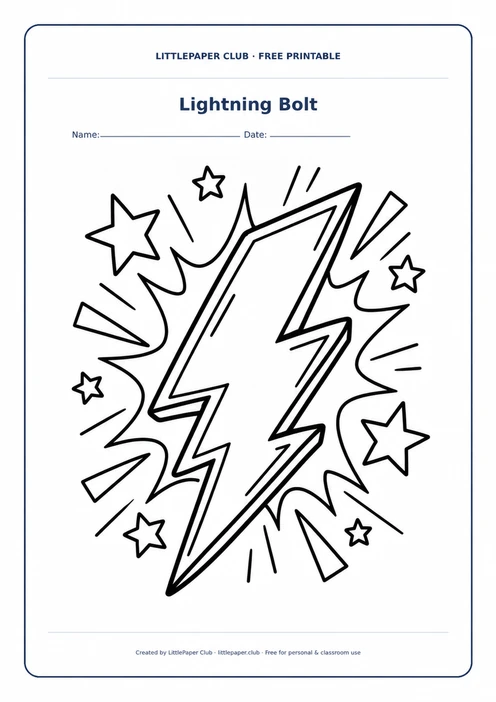 Lightning Bolt Coloring Page