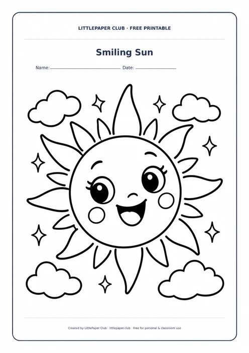 Smiling Sun Coloring Page