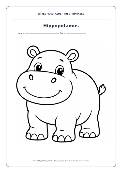 Hippopotamus Coloring Page