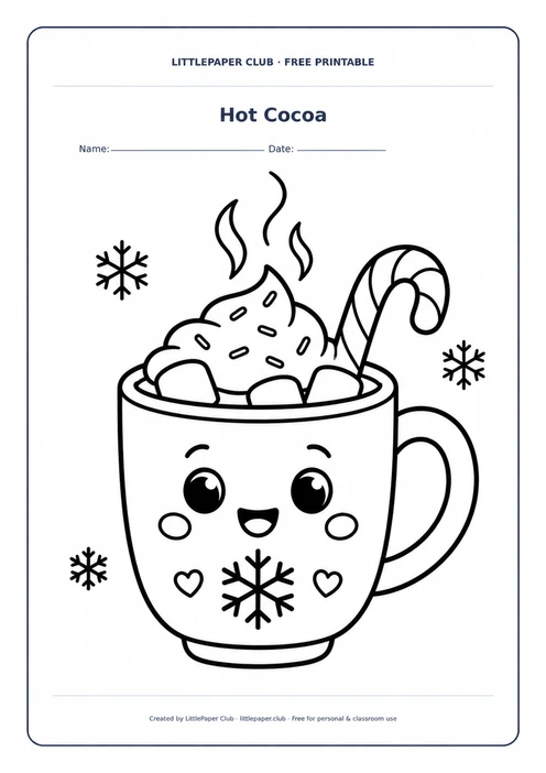 Hot Cocoa Coloring Page