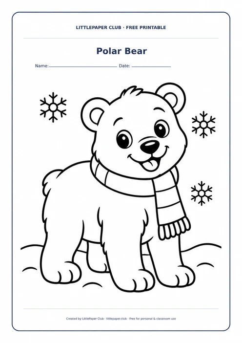 Polar Bear Cub Coloring Page