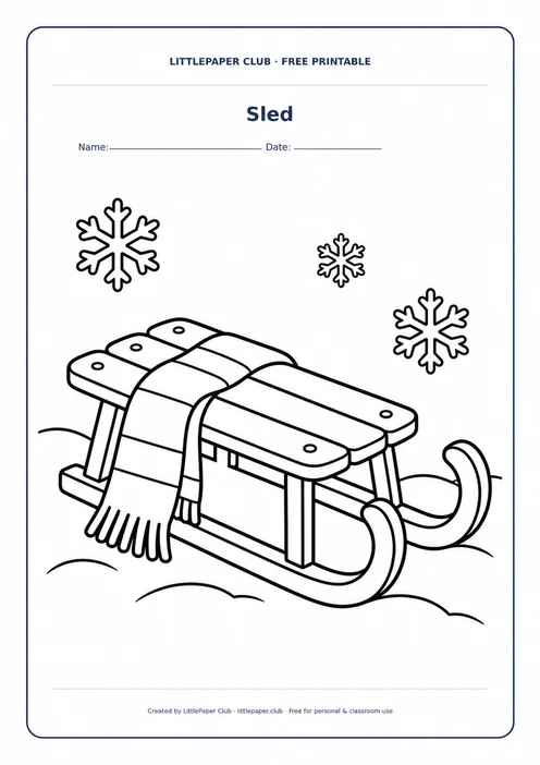 Sled Coloring Page